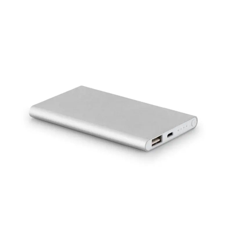 MARCET Tragbare Powerbank 4.000 mAh aus robustem Aluminium - Satinsilber