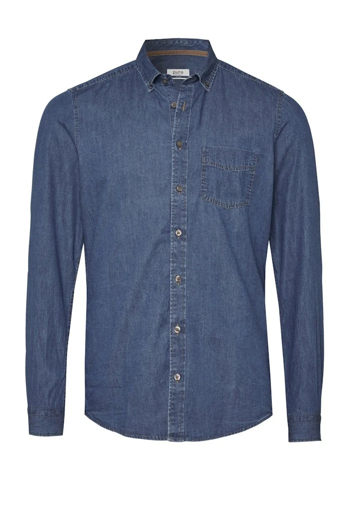 Hatico Langarm FreizeitHemd Blau