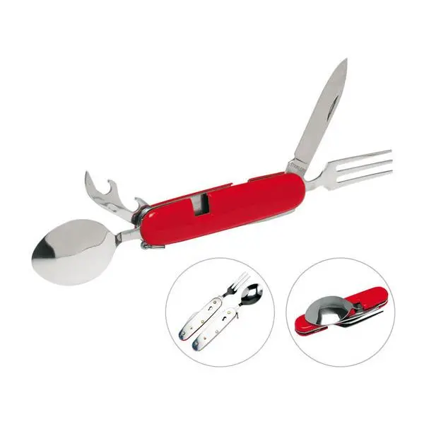 2-in-1 Esswerkzeug Multi-Tool Gabel-Löffel Kombination in Rot - Vielseitig