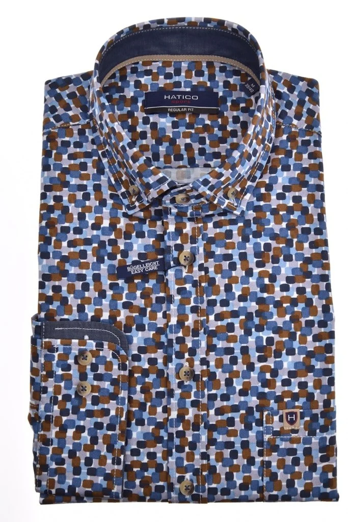 Hatico Langarm FreizeitHemd blau