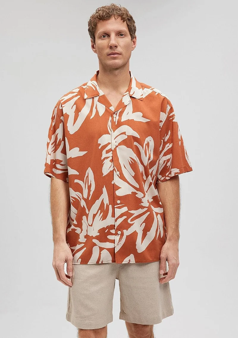 Mavi Kurzarm FreizeitHemd Orange