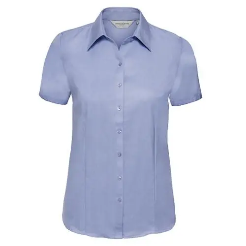Damen Kurzarm-Hemd, Maßgeschneidert, Herringbone-Muster, Elegant