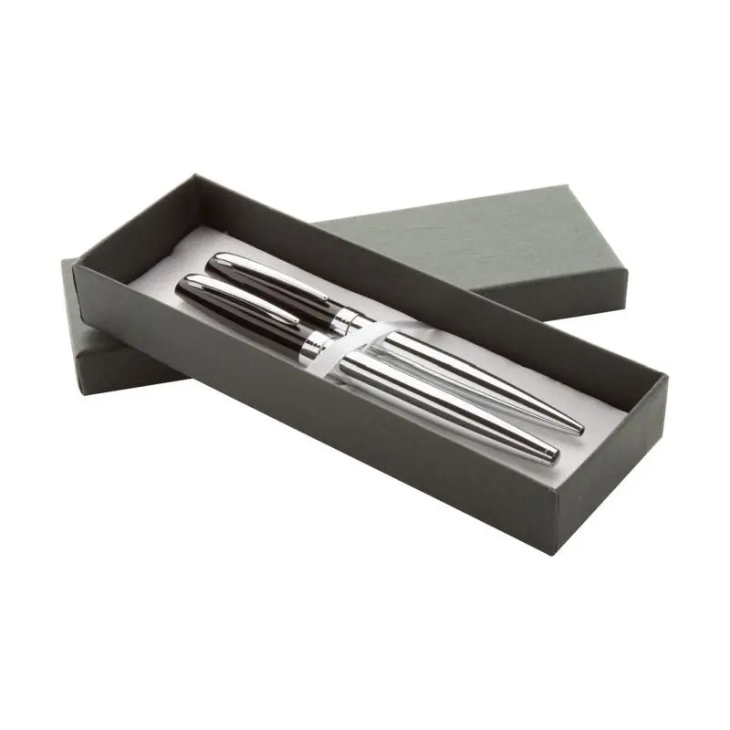 Station Kugelschreiber-Set - Silber & Schwarz, Stilvoll & Funktional