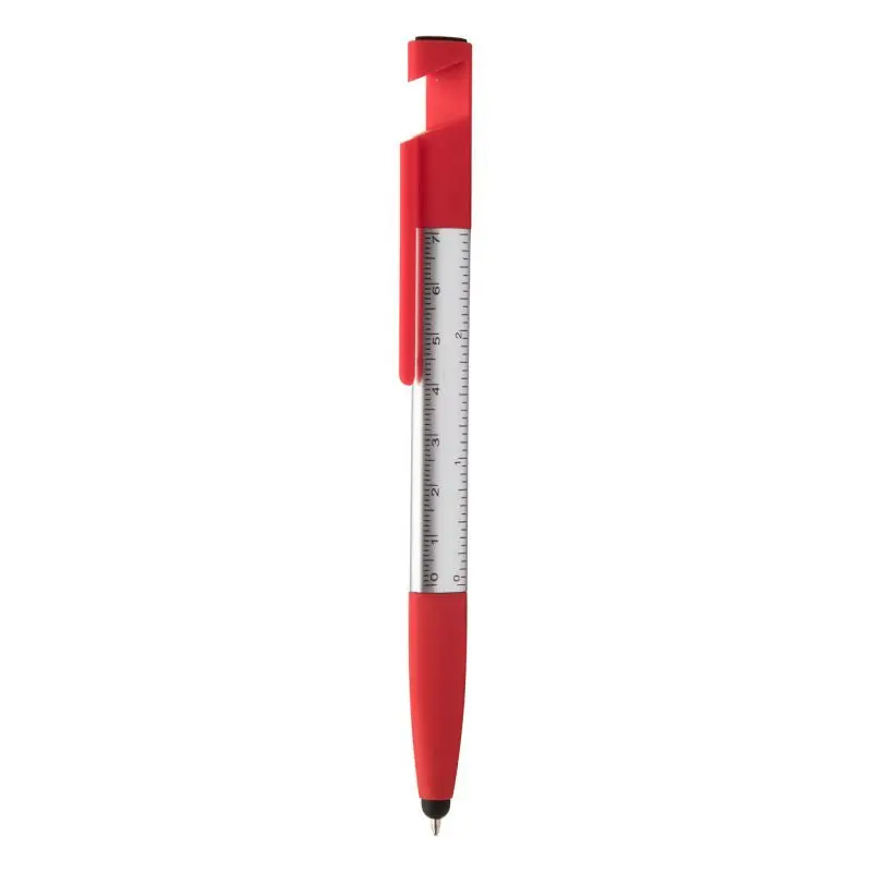 Handy Touchpen mit Kugelschreiber - Rot & Silber - Multifunktionaler Stift für Schreiben und Touchscreen