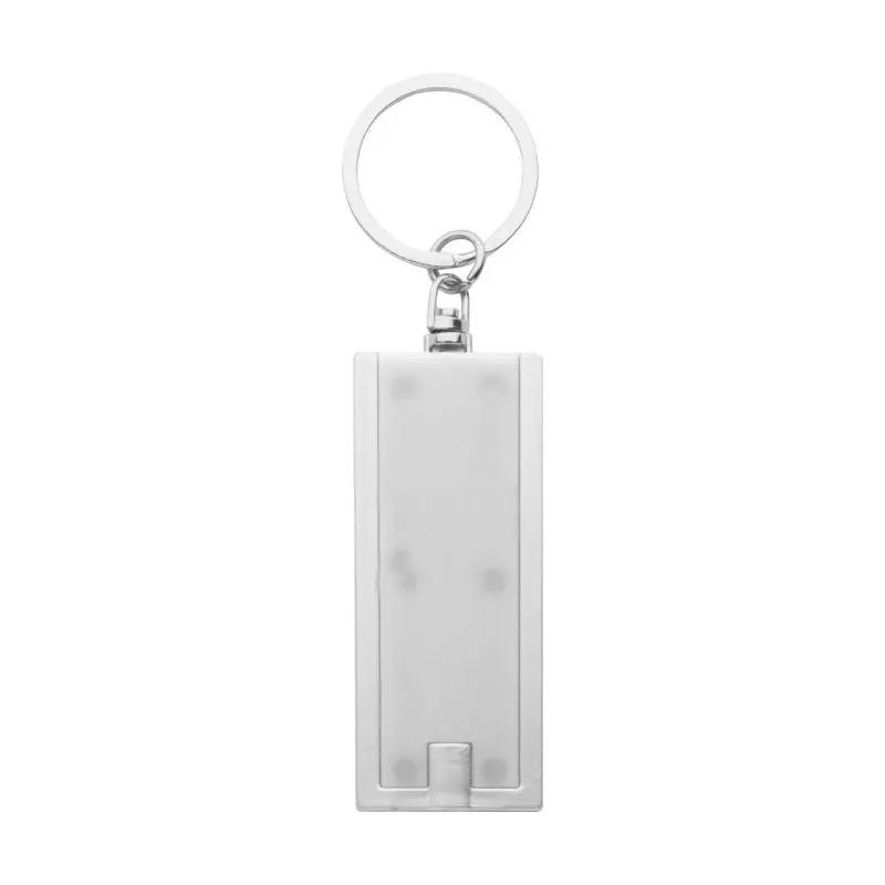 Weißer Industrial LED-Schlüsselanhänger - Robust & Leuchtstark, 100 Zeichen