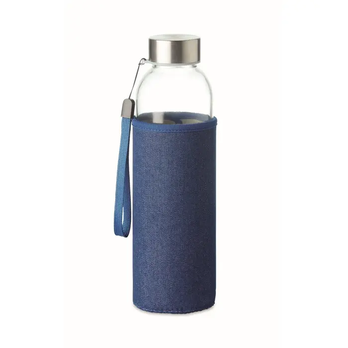 UTAH DENIM Glas-Trinkflasche 500 ml, Blau, Trendig & Umweltfreundlich