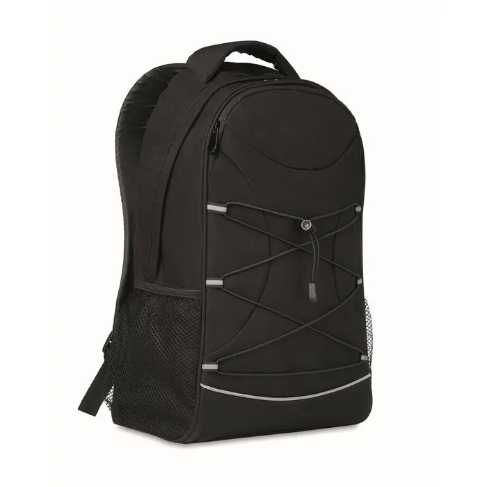 MONTE LOMO Schwarzer Rucksack aus 600D RPET – Robust und Umweltbewusst