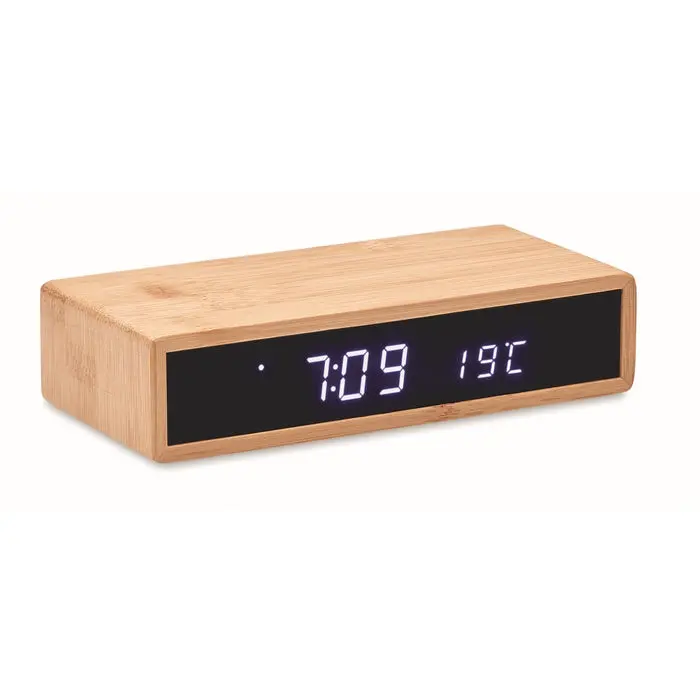 MORO Tischuhr mit integrierter Ladestation - Stilvolles Holzdesign