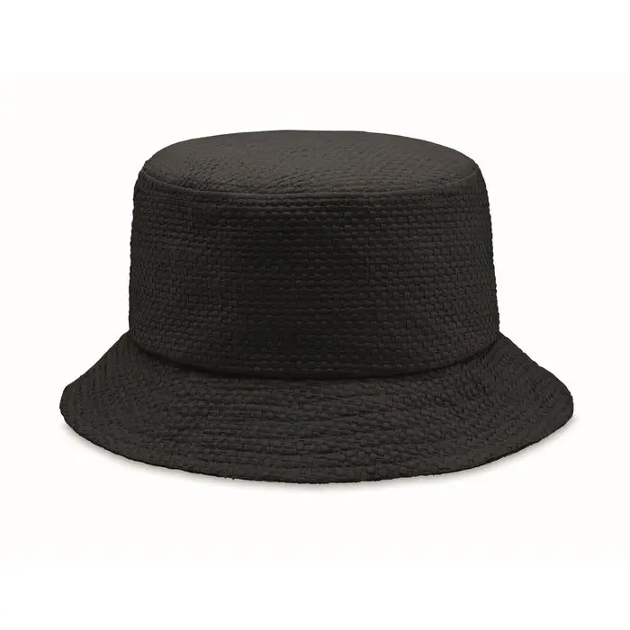 Stylischer Bucket Hut BILGOLA+ - Schwarzer Hut aus Papierstroh für Damen und Herren - Sommermode