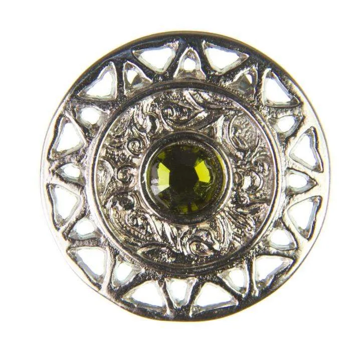 Trachten Metallknopf Silber mit Swarovski® Kristallen veredelt – ST-12-S Olivine