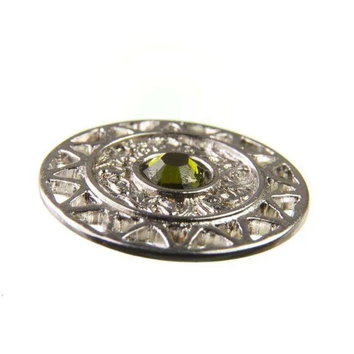 Trachten Metallknopf Silber mit Swarovski® Kristallen veredelt – ST-12-S Olivine