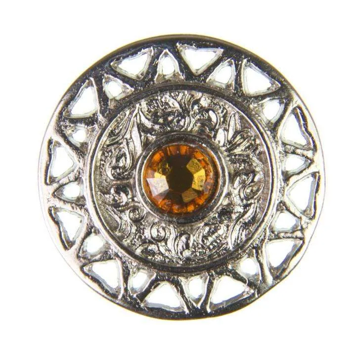 Trachten Metallknopf Silber mit Swarovski® Kristallen veredelt – ST-12-S Light Topaz