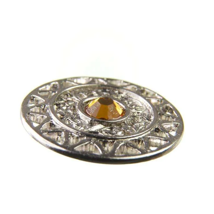 Trachten Metallknopf Silber mit Swarovski® Kristallen veredelt – ST-12-S Light Topaz