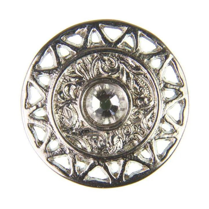 Trachten Metallknopf Silber mit Swarovski® Kristallen veredelt – ST-12-S Crystal