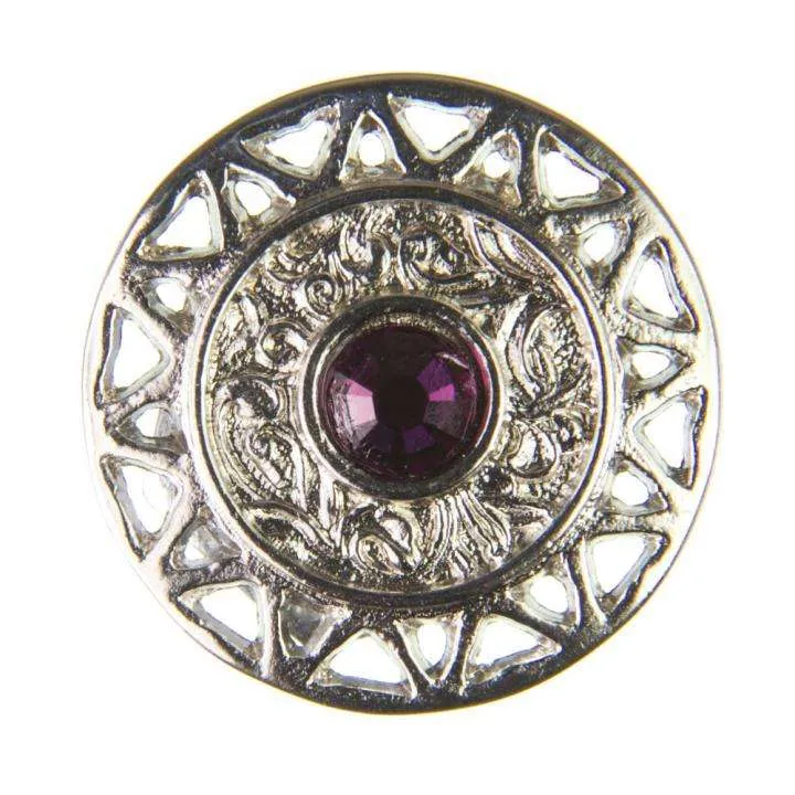 Trachten Metallknopf Silber mit Swarovski® Kristallen veredelt – ST-12-S Amethyst