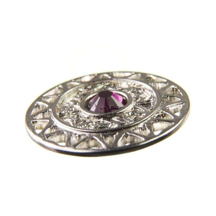 Trachten Metallknopf Silber mit Swarovski® Kristallen veredelt – ST-12-S Amethyst