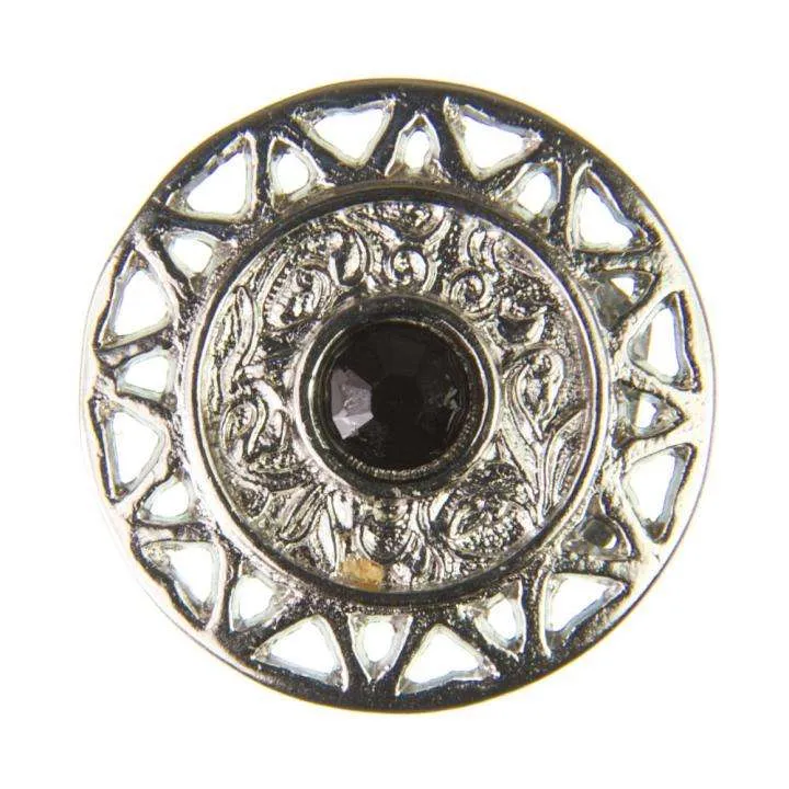 Trachten Metallknopf Silber mit Swarovski® Kristallen veredelt – ST-12-S Jet