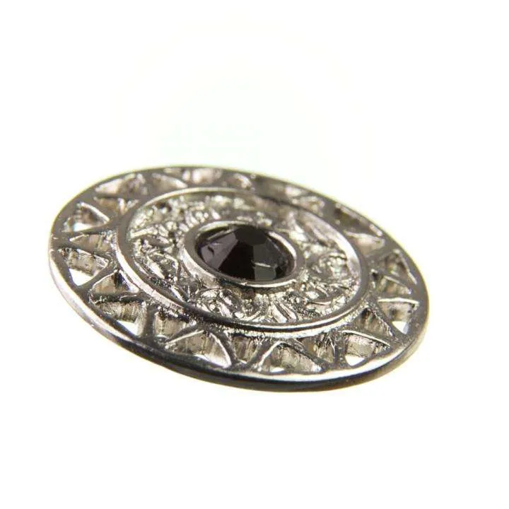 Trachten Metallknopf Silber mit Swarovski® Kristallen veredelt – ST-12-S Jet