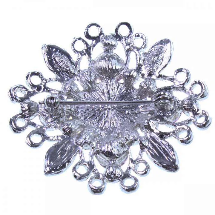 Strass Brosche Schwarz-Silber – Metallbrosche BRO-13