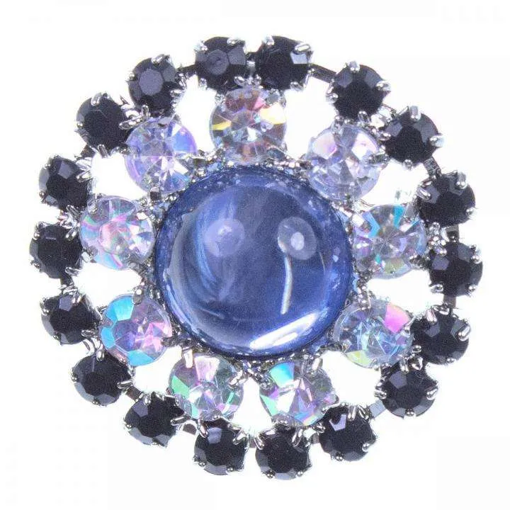 Strassbrosche Blume Blau – Metallbrosche BRO-17