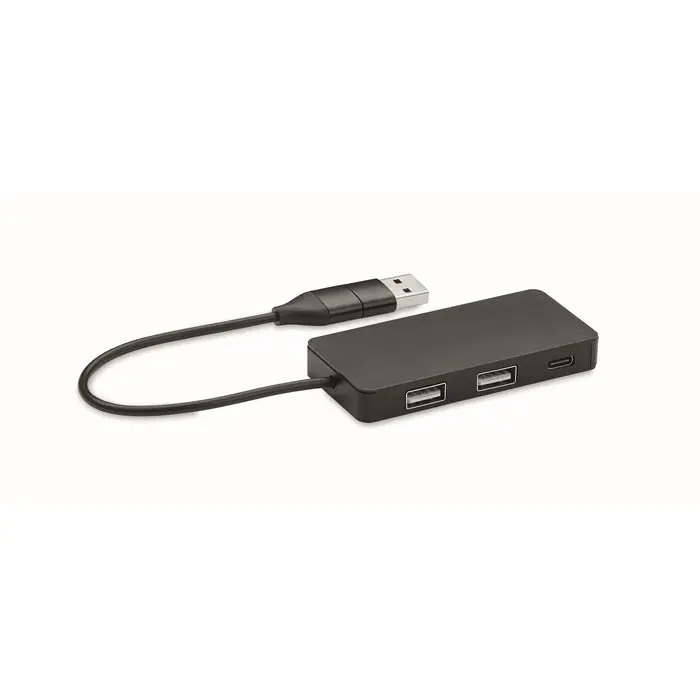 3-Port USB Verteiler HUB-C - Schwarz Hochgeschwindigkeits USB-Hub mit 3 Anschlüssen