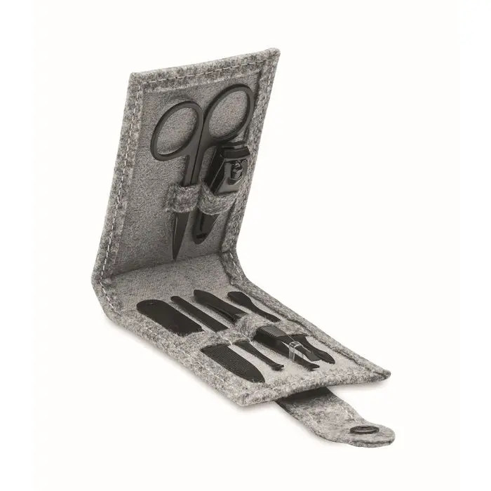 Nachhaltiges Maniküre-Set aus RPET-Filz, NAILKIT, elegant grau, Pflegeset