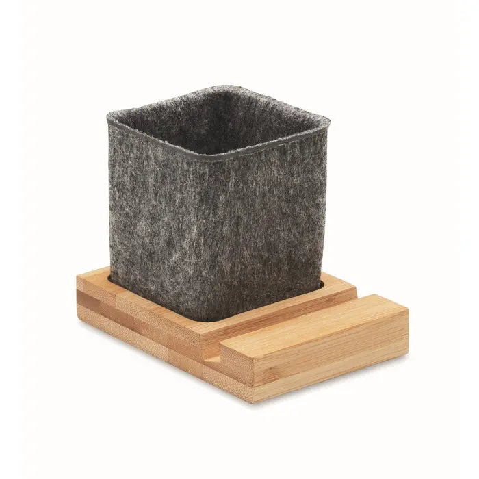 OROSTAN RPET-Filz Stiftehalter - Nachhaltiger Holz-Desk Organizer