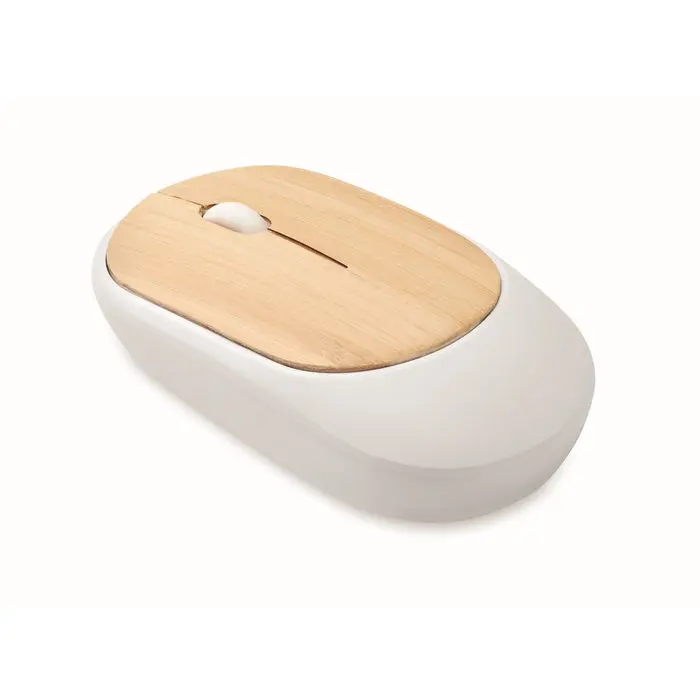 Optische Maus CURVY BAM aus Bambus - Reinweiß