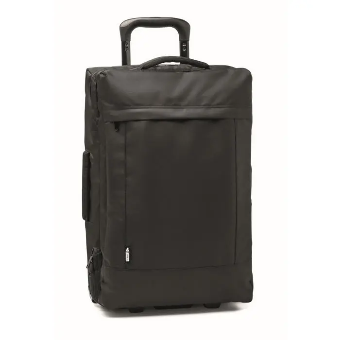 600D RPET Trolley ARTIC - Umweltfreundlicher Reise-Trolley aus recyceltem Material in Schwarz