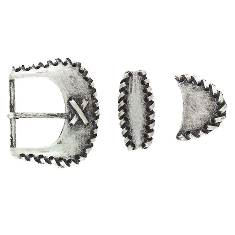 Trachtenschnalle mit Gürtelende und Durchzug Silberfarben 40 mm – Metallschnalle TS-60