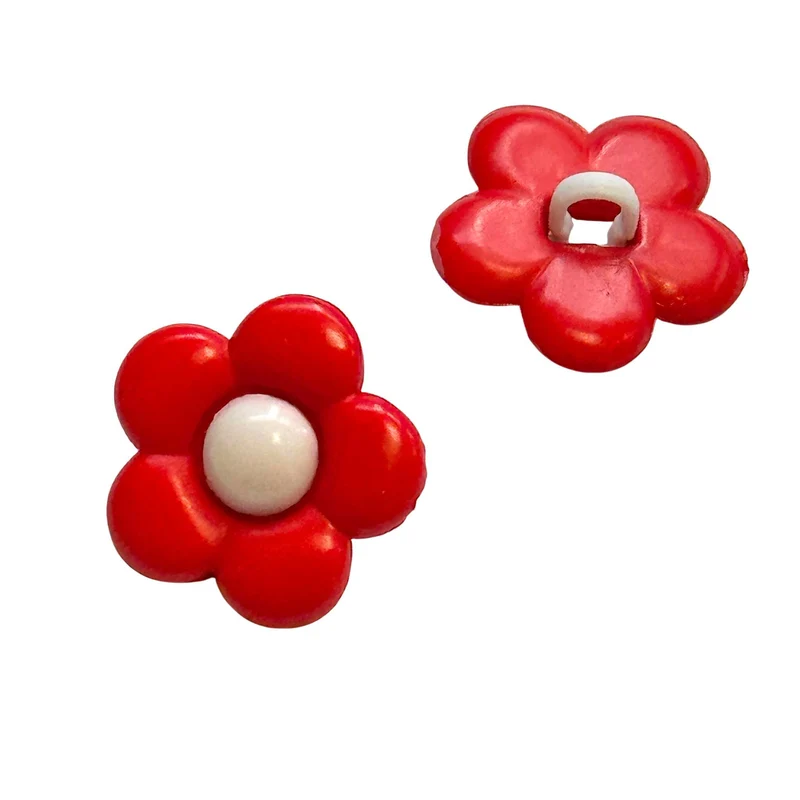 Kinderknopf Blume Rot 18 mm – Kunststoffknopf KK-105-rot