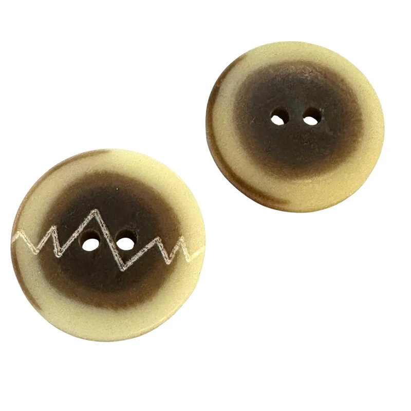 Jackenknopf Zick-Zack-Muster Braun Beige – Kunststoffknopf KBR-14
