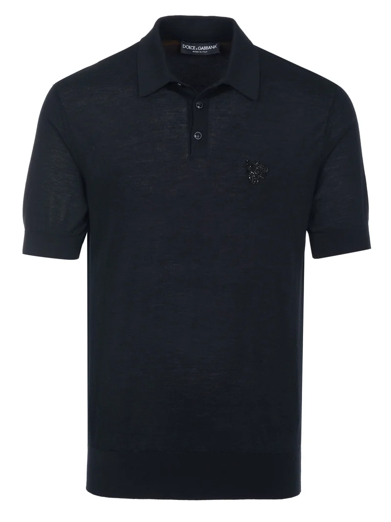 Dolce & Gabbana Henley Strickpolo schwarz