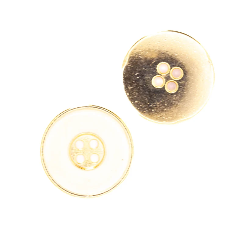 Metallknopf Gold-Weiß mit Emaille-Lack 4-Loch MK-76-GOLD-WOLL