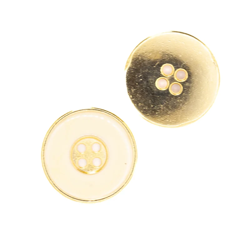 Metallknopf Gold-Weiß mit Emaille-Lack 4-Loch MK-76