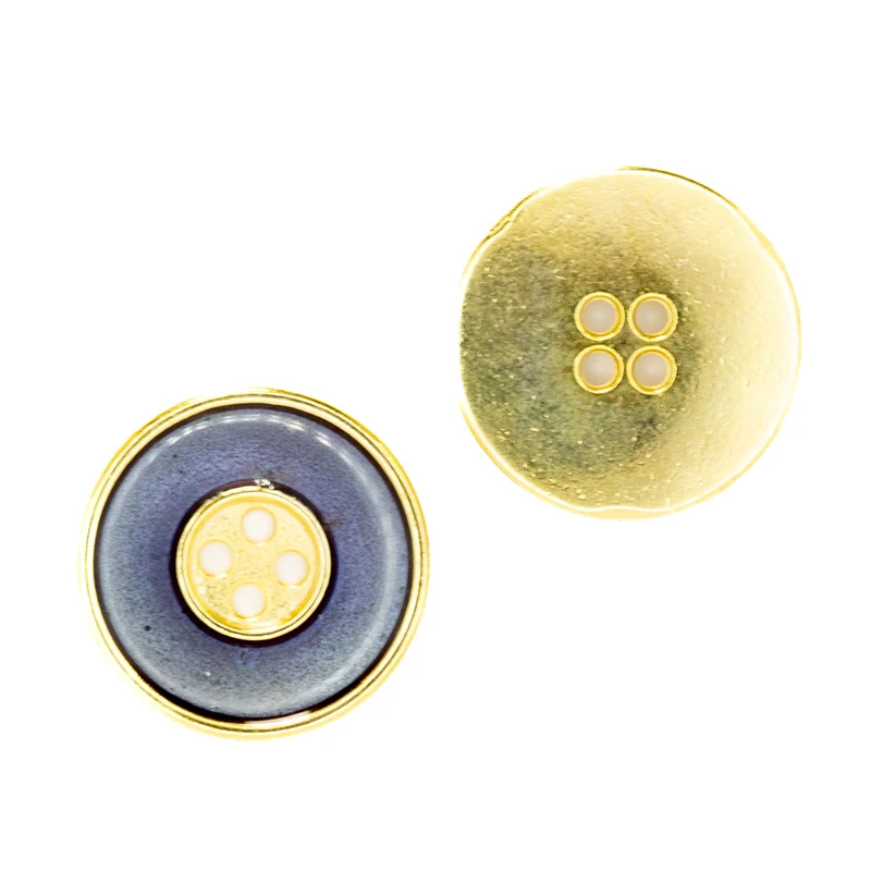 Metallknopf Gold-Blau mit Emaille-Lack 4-Loch MK-76