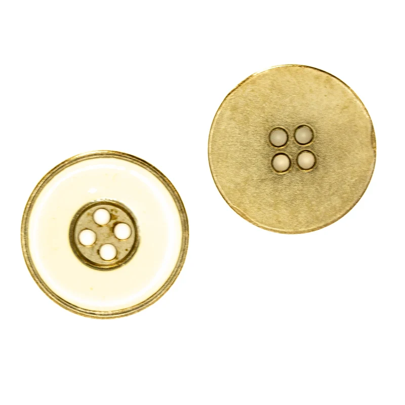 Metallknopf Messing-Weiß mit Emaille-Lack 4-Loch MK-76