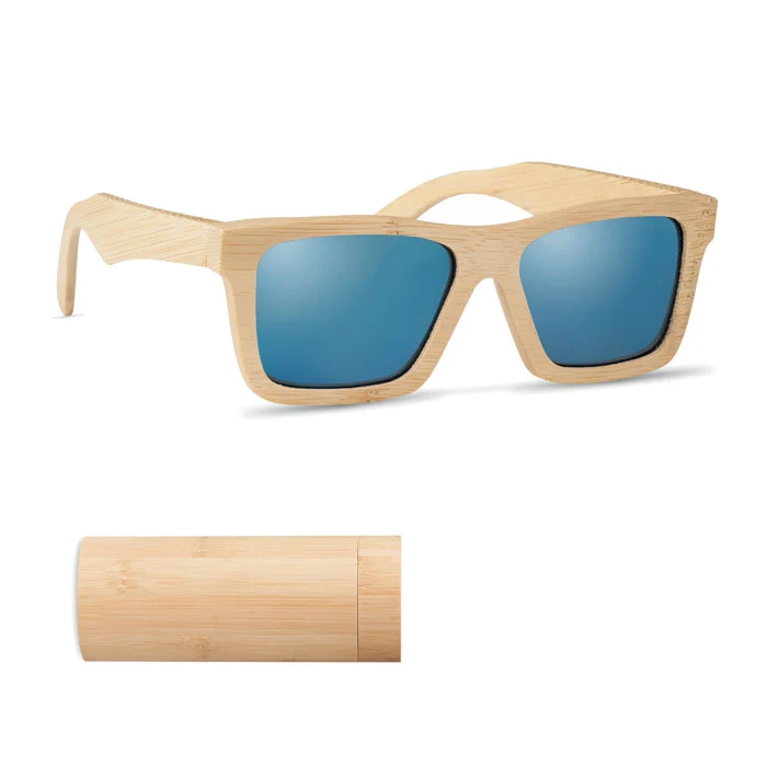 Sonnenbrille und Etui aus Bambus