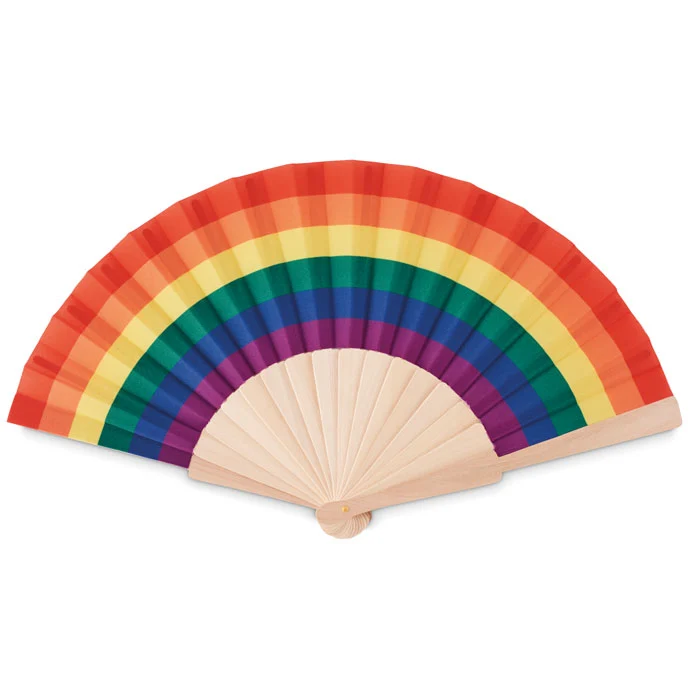 Regenbogen-Handfächer aus Holz