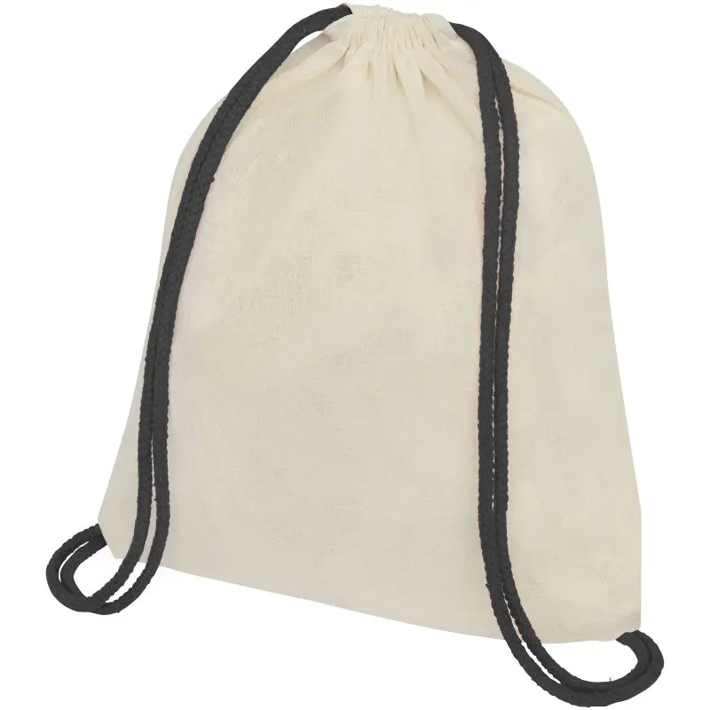 Oregon Baumwoll-Sportbeutel 5L, Natur & Schwarz mit Kordelzug - Eco Chic