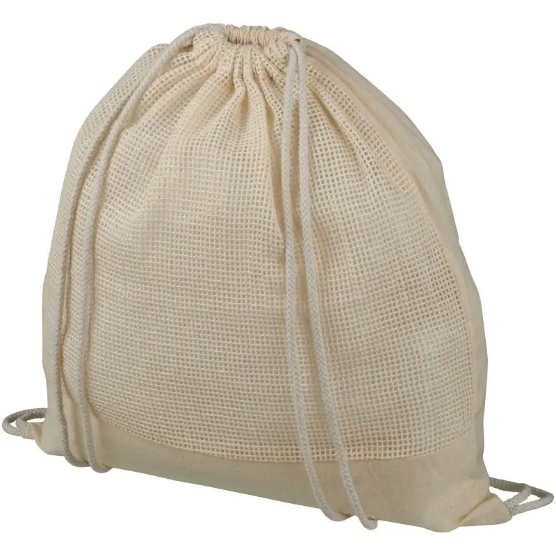 Naturfarbener Maine Baumwollrucksack mit Kordelzug, 5L