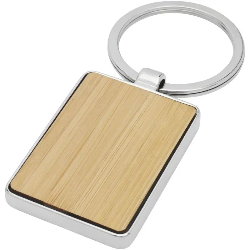 Neta Bamboo Rectangle Keychain - Natural Wood Grain Finish - Eco-friendly & Stylish