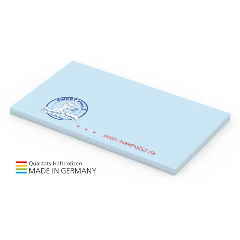 Blaue Haftnotizen Plus Decor 125 x 72 mm inkl. 4C-Druck - Farbige Notizzettel