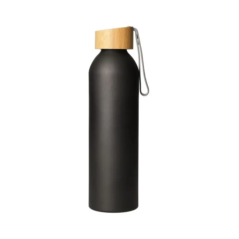 Bamboo Aluminium-Trinkflasche 0,6 Liter - Schwarz & Natur