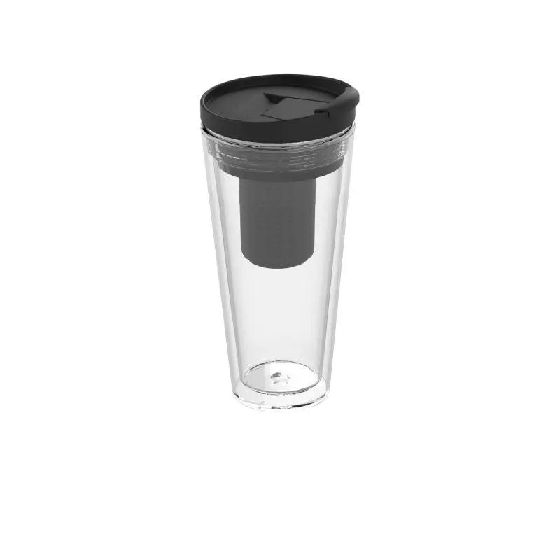 Mocha Isolierbecher mit Teesieb 350 ml, Transparent-Schwarz, Für Teeliebhaber