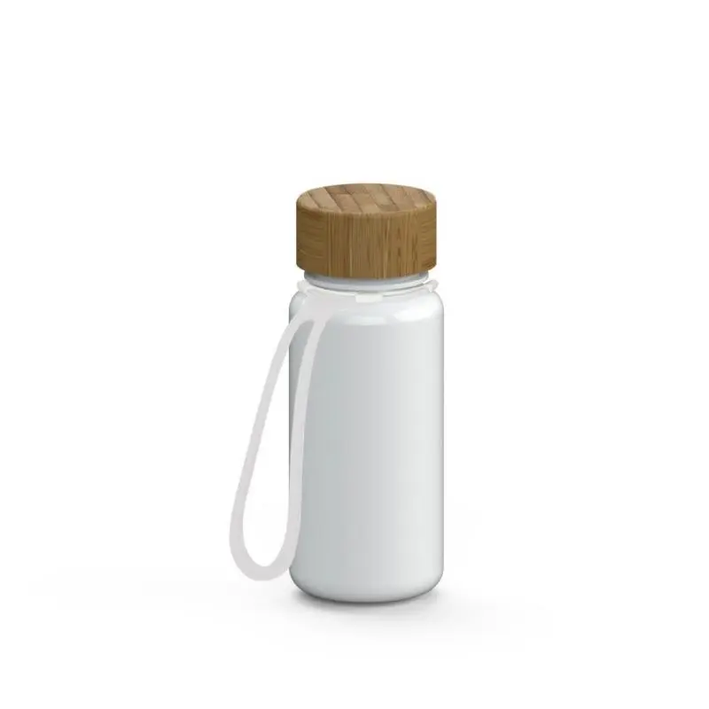 Weiße Transparente Natural-Trinkflasche, 400ml mit Riemen – Praktisch & Stilvoll