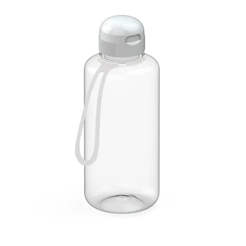 Sports Hydration Flasche 1L mit Riemen, Transparent-Weiß