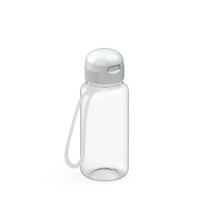 Sports Trinkflasche 400ml mit Riemen, Transparent-Weiß