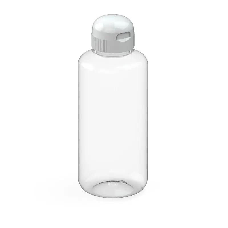 1L Sports Wasserflasche, Transparent mit Weißem Akzent