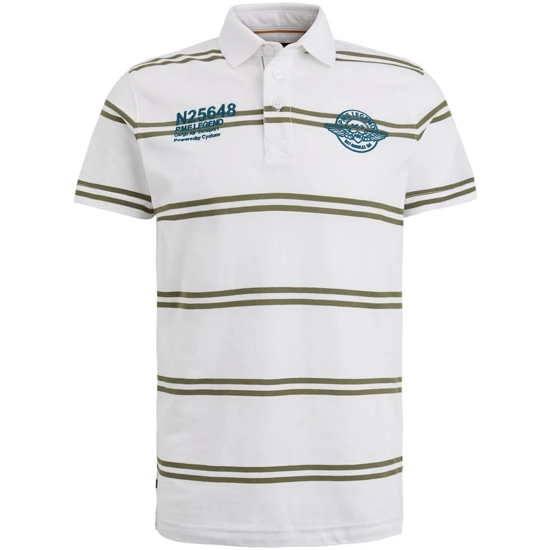 PME-Legend Short sleeve polo Rugby stripe weiß
